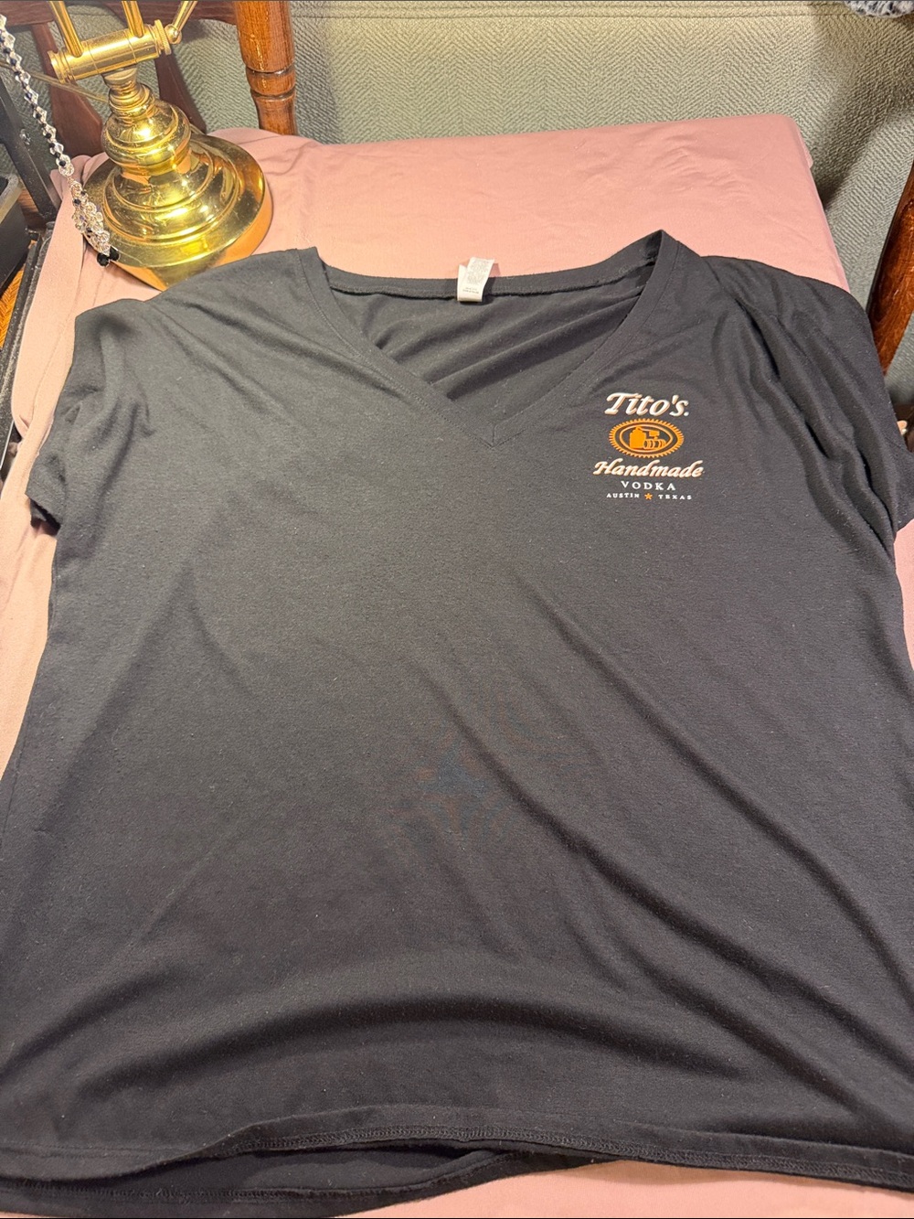 Bella Canvas Black V‑Neck Tito's Logo Tee